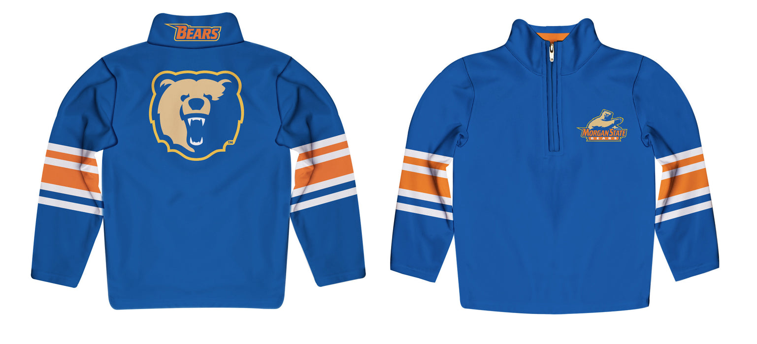 Morgan State Bears Vive La Fete Game Day Blue Quarter Zip Pullover Stripes on Sleeves - Vive La Fête - Online Apparel Store