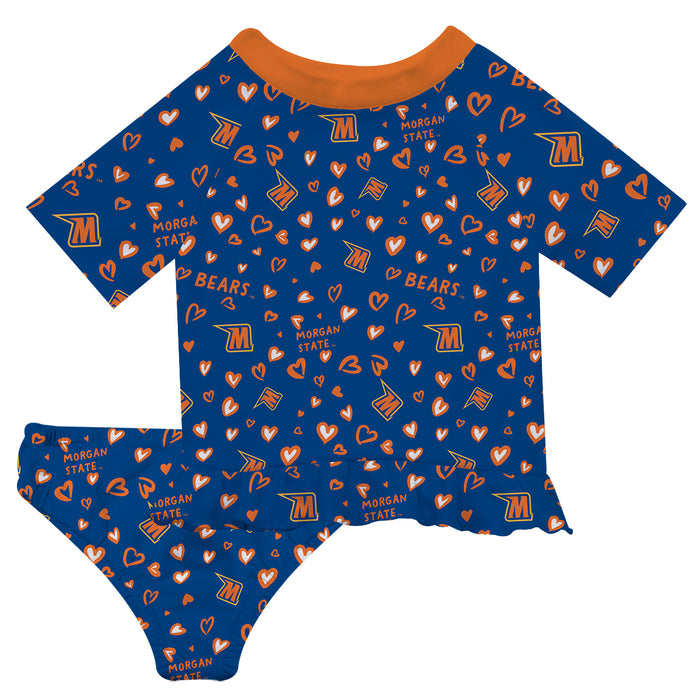 Morgan State Bears Vive La Fete All Over Logo Blue Long Sleeve Bikini Set