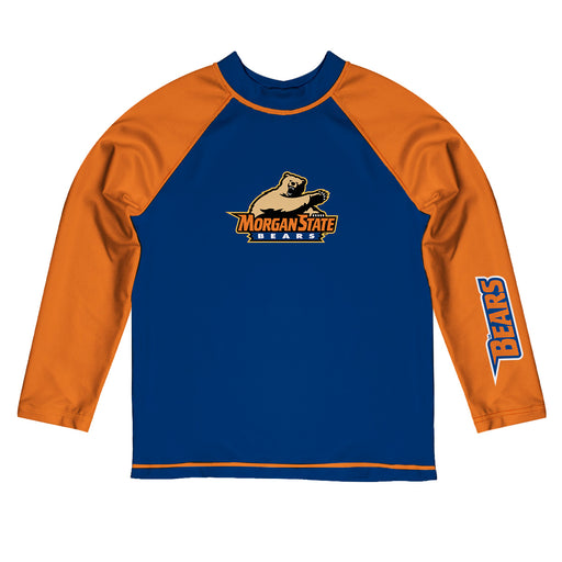 Morgan State Bears Vive La Fete Logo Blue Orange Long Sleeve Raglan Rashguard