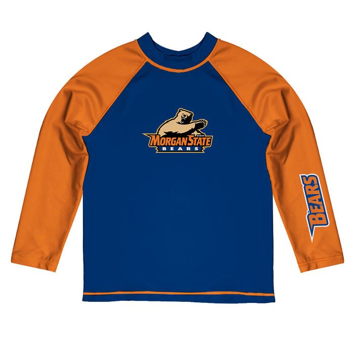 Morgan State Bears Vive La Fete Logo Blue Orange Long Sleeve Raglan Rashguard
