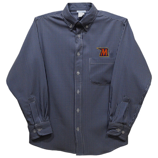 Morgan State Bears Embroidered Navy Gingham Long Sleeve Button Down Shirt