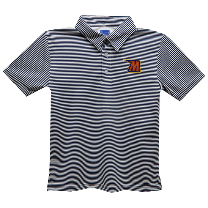 Morgan State Bears Embroidered Navy Stripes Short Sleeve Polo Box Shirt