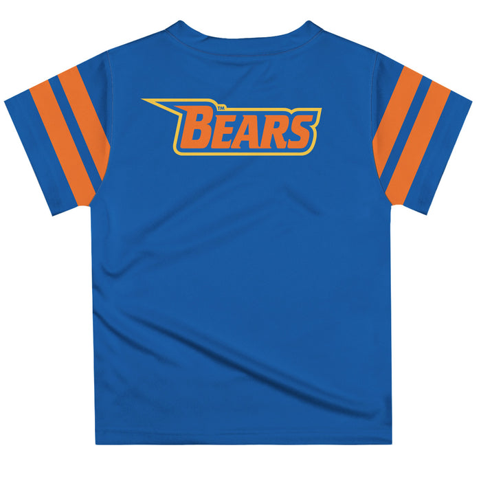 Morgan State Bears Vive La Fete Boys Game Day Blue Short Sleeve Tee with Stripes on Sleeves - Vive La Fête - Online Apparel Store