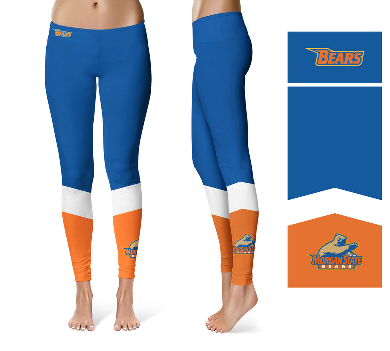 Morgan State Bears Vive La Fete Game Day Collegiate Ankle Color Block Women Blue Orange Yoga Leggings - Vive La Fête - Online Apparel Store