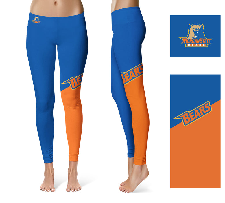 Morgan State Bears Vive La Fete Game Day Collegiate Leg Color Block Women  Blue Orange Yoga Leggings
