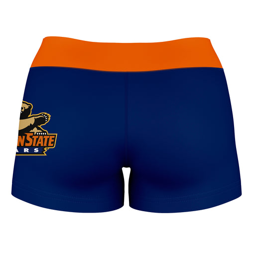 Morgan State Bears Vive La Fete Logo on Thigh & Waistband Blue Orange Women Yoga Booty Workout Shorts 3.75 Inseam - Vive La Fête - Online Apparel Store