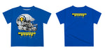 Morehead State Eagles Original Dripping Football Helmet Blue T-Shirt by Vive La Fete - Vive La Fête - Online Apparel Store