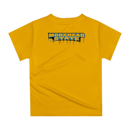 Morehead State Eagles Original Dripping Football Gold T-Shirt by Vive La Fete - Vive La Fête - Online Apparel Store