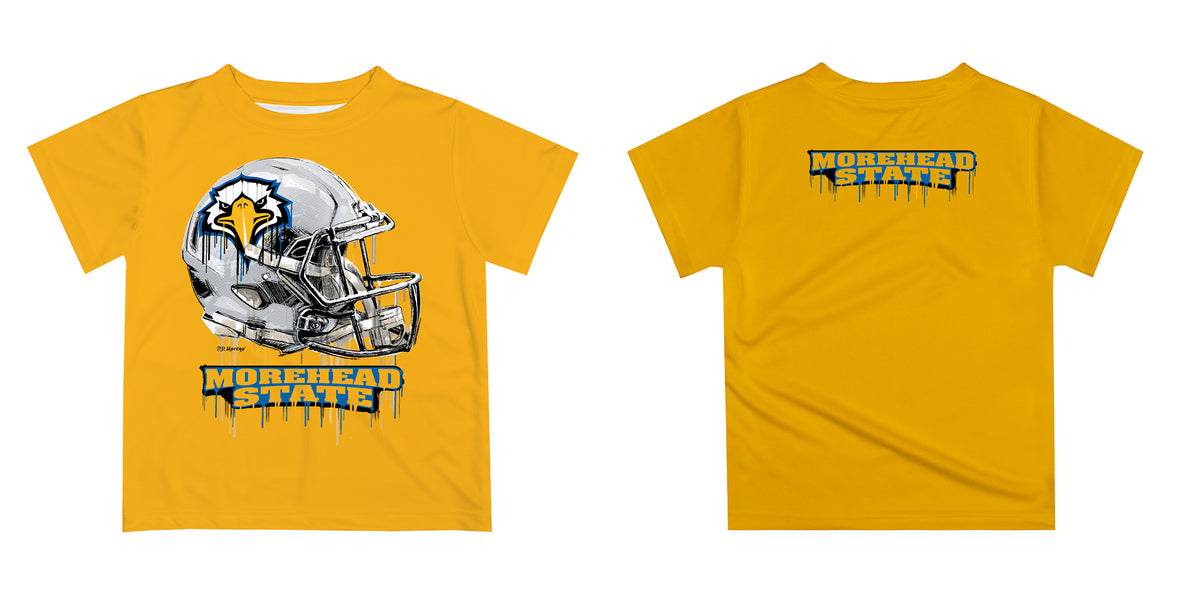 Morehead State Eagles Original Dripping Football Gold T-Shirt by Vive La Fete - Vive La Fête - Online Apparel Store