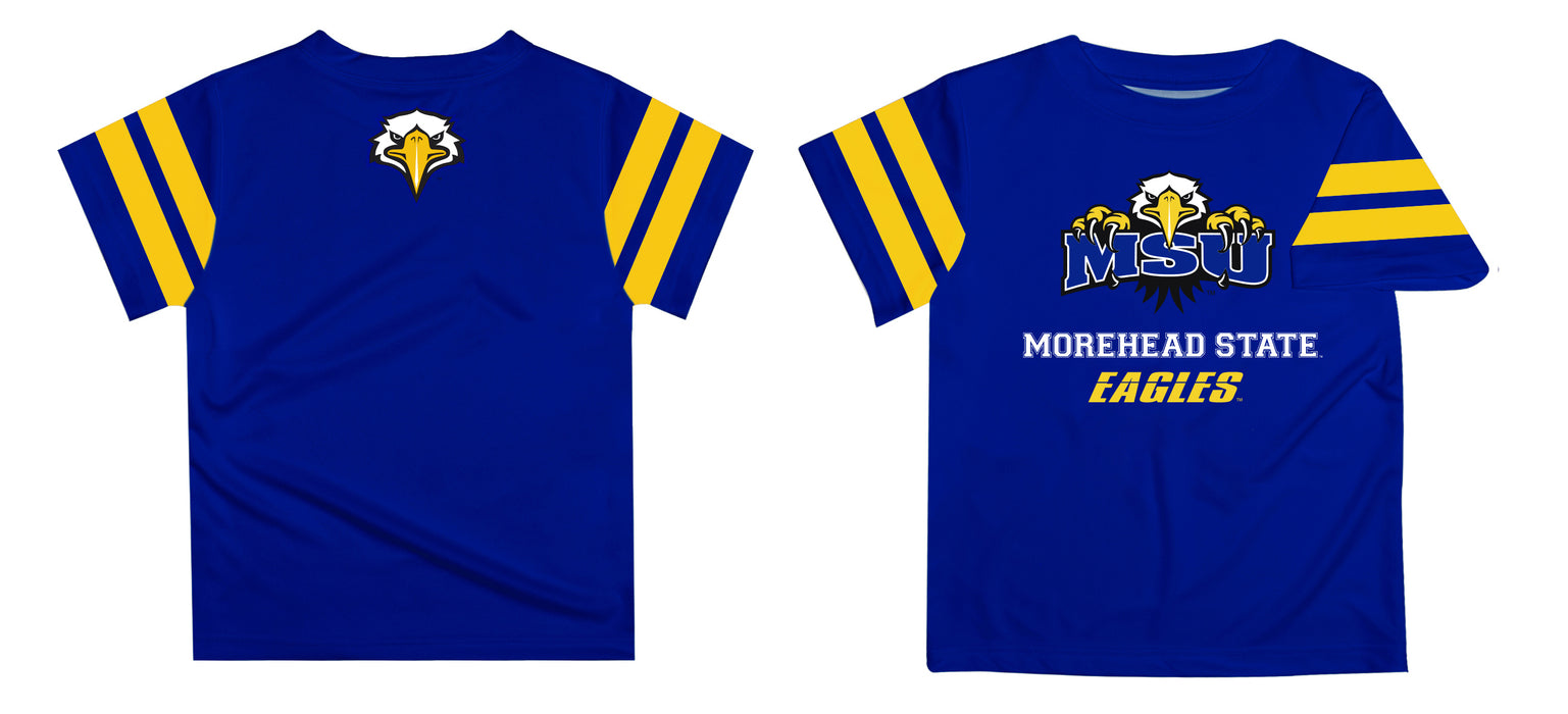 Morehead State Eagles Vive La Fete Boys Game Day Blue Short Sleeve Tee with Stripes on Sleeves - Vive La Fête - Online Apparel Store