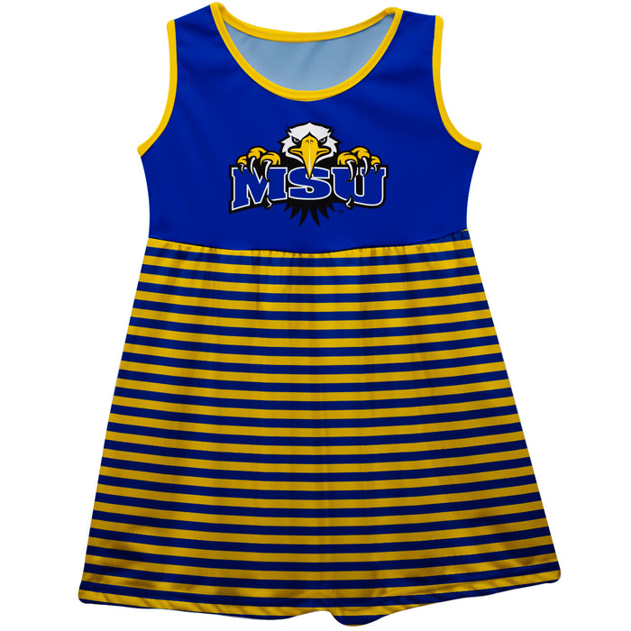 Morehead State Eagles Vive La Fete Girls Game Day Sleeveless Tank Dress Solid Blue Logo Stripes on Skirt - Vive La Fête - Online Apparel Store