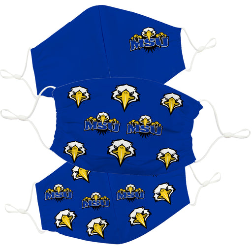 Morehead State Eagles 3 Ply Vive La Fete Face Mask 3 Pack Game Day Collegiate Unisex Face Covers Reusable Washable - Vive La Fête - Online Apparel Store