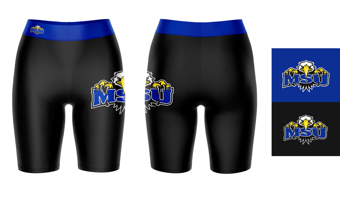 Morehead State Eagles Vive La Fete Game Day Logo on Thigh and Waistband Black and Blue Women Bike Short 9 Inseam" - Vive La Fête - Online Apparel Store