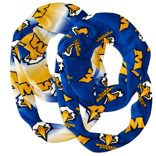 Morehead State Eagles Vive La Fete All Over Logo Collegiate Women Set of 2 Light Weight Ultra Soft Infinity Scarfs