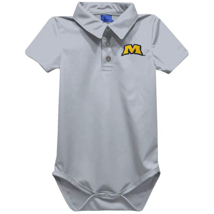 Morehead State Eagles Embroidered Gray Solid Knit Polo Onesie