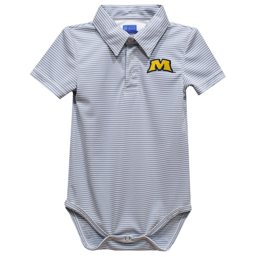 Morehead State Eagles Embroidered Gray Stripe Knit Polo Onesie