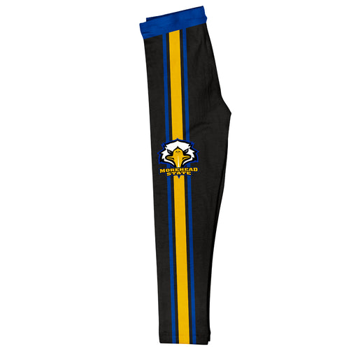 Morehead State Eagles Vive La Fete Girls Game Day Black with Blue Stripes Leggings Tights