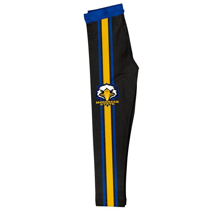 Morehead State Eagles Vive La Fete Girls Game Day Black with Blue Stripes Leggings Tights
