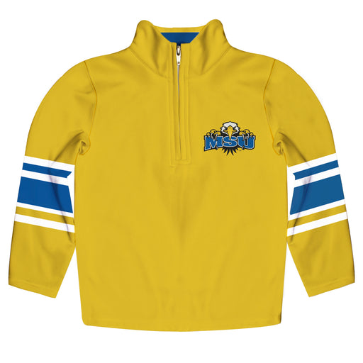 Morehead State Eagles Vive La Fete Game Day Yellow Quarter Zip Pullover Stripes on Sleeves