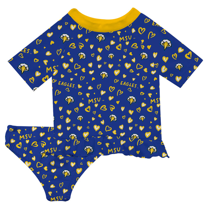 Morehead State Eagles Vive La Fete All Over Logo Blue Long Sleeve Bikini Set