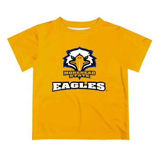 Morehead State Eagles Vive La Fete Script V1 Yellow Short Sleeve Tee Shirt