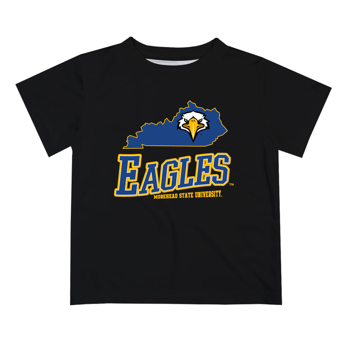 Morehead State Eagles Vive La Fete State Map Black Short Sleeve Tee Shirt