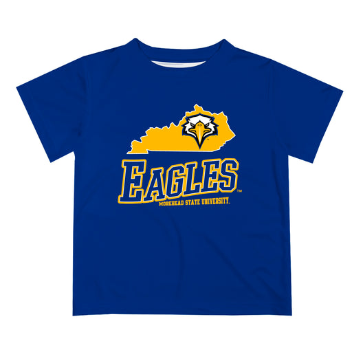 Morehead State Eagles Vive La Fete State Map Blue Short Sleeve Tee Shirt