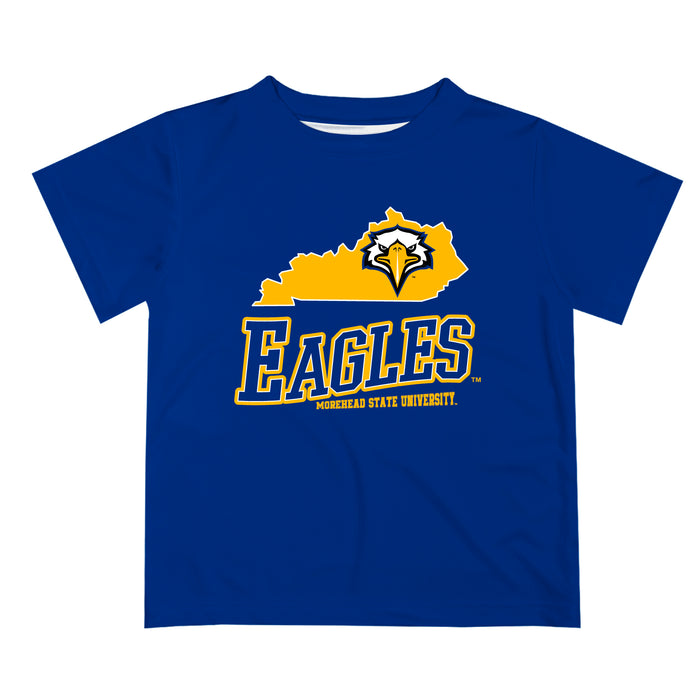 Morehead State Eagles Vive La Fete State Map Blue Short Sleeve Tee Shirt