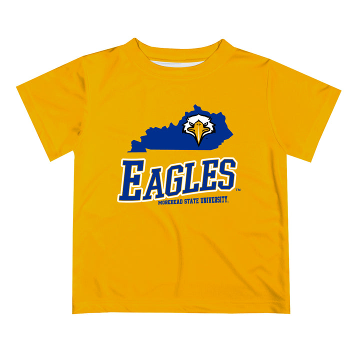 Morehead State Eagles Vive La Fete State Map Yellow Short Sleeve Tee Shirt