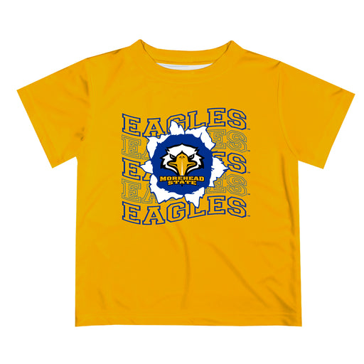 Morehead State Eagles Vive La Fete  Yellow Art V1 Short Sleeve Tee Shirt