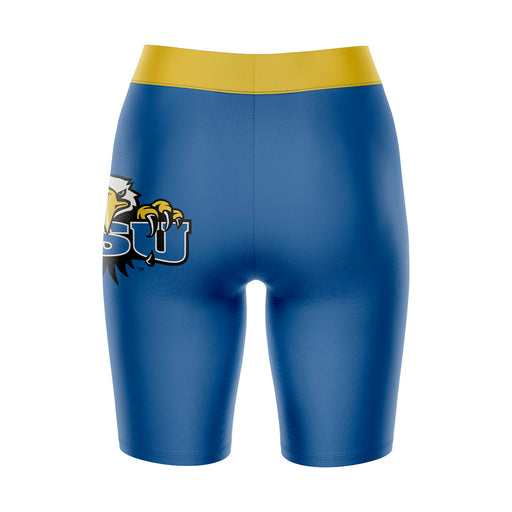 Morehead State Eagles Vive La Fete Game Day Logo on Thigh and Waistband Blue and Gold Women Bike Short 9 Inseam - Vive La Fête - Online Apparel Store
