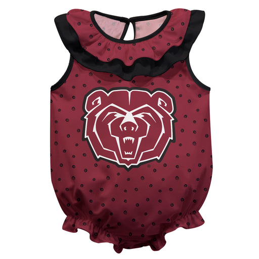 Missouri State Bears Swirls Maroon Sleeveless Ruffle Onesie Logo Bodysuit