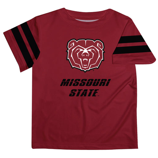 Missouri State Bears Vive La Fete Boys Game Day Maroon Short Sleeve Tee with Stripes on Sleeves - Vive La Fête - Online Apparel Store