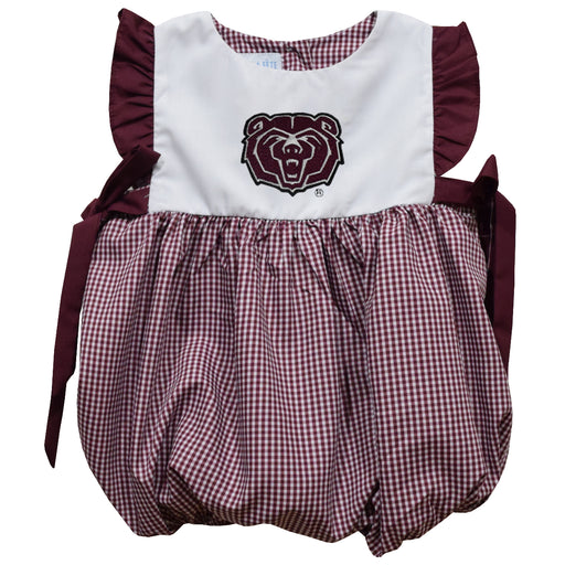 Missouri State Bears Embroidered Marron Gingham Short Sleeve Girls Bubble