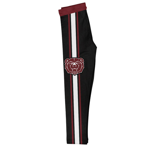 Missouri State Bears Vive La Fete Girls Game Day Black with Maroon Stripes Leggings Tights
