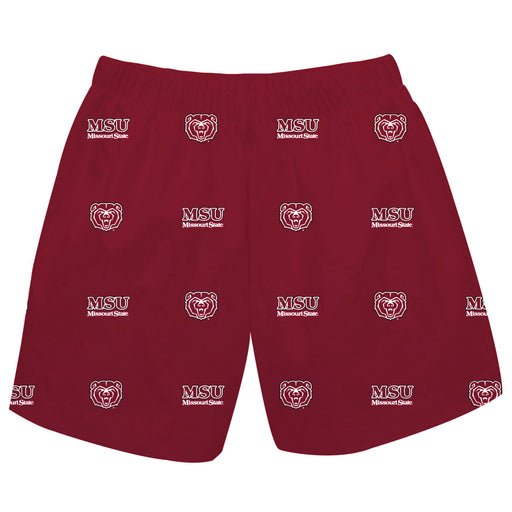 Missouri State Bears Vive La Fete Boys Game Day All Over Logo Elastic Waist Classic Play Maroon Pull On Short