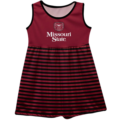 Missouri State Bears Vive La Fete Girls Game Day Sleeveless Tank Dress Solid Maroon Logo Stripes on Skirt