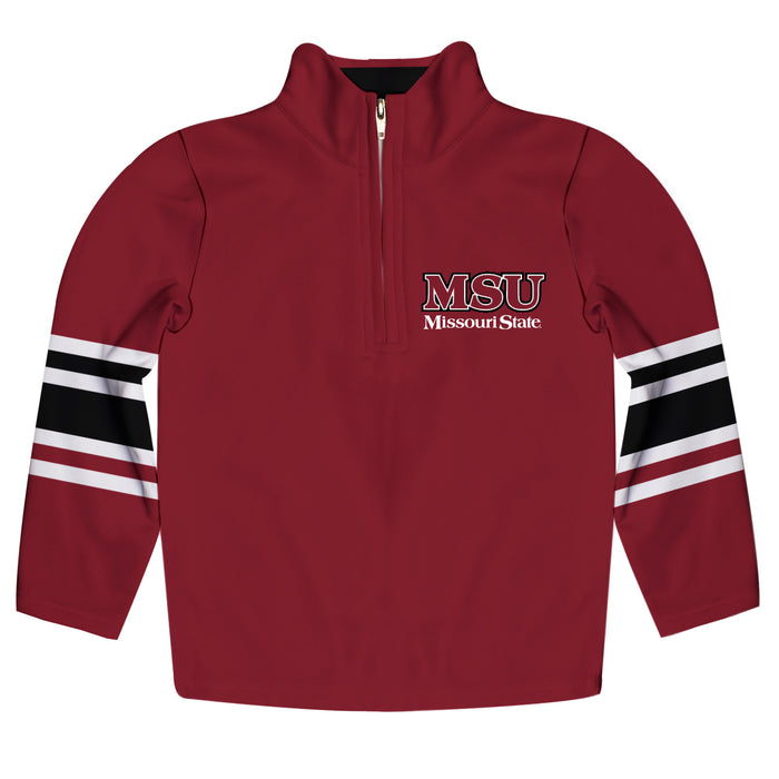 Missouri State Bears Vive La Fete Game Day Maroon Quarter Zip Pullover Stripes on Sleeves