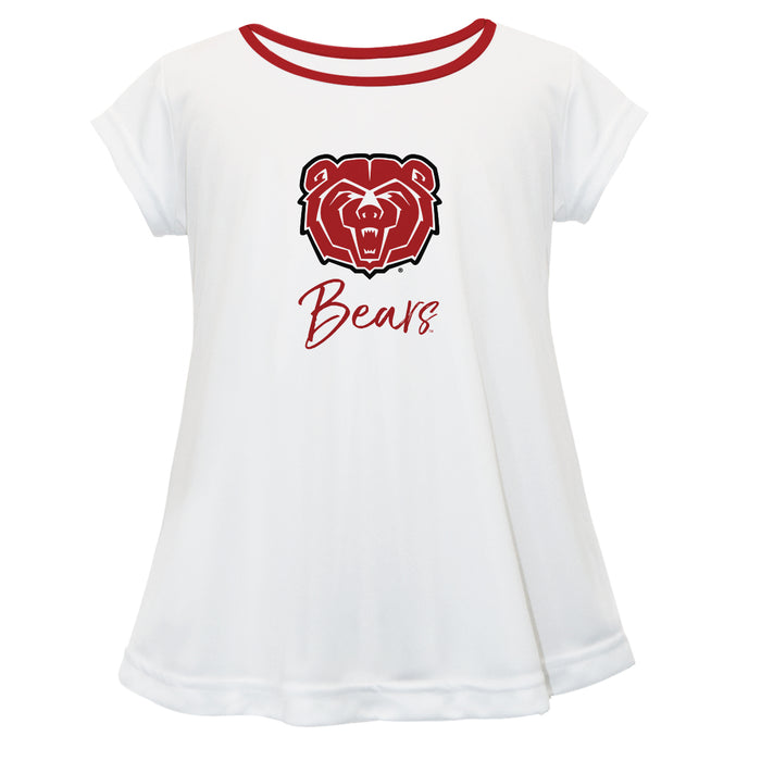 Missouri State Bears Vive La Fete Girls Game Day Short Sleeve White Top with School Logo and Name