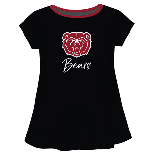 Missouri State Bears Vive La Fete Girls Game Day Short Sleeve Black Top with School Logo and Name