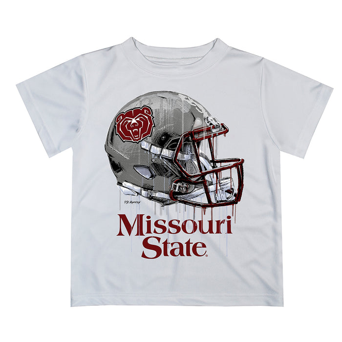 Missouri State Bears Original Dripping Football Helmet White T-Shirt by Vive La Fete
