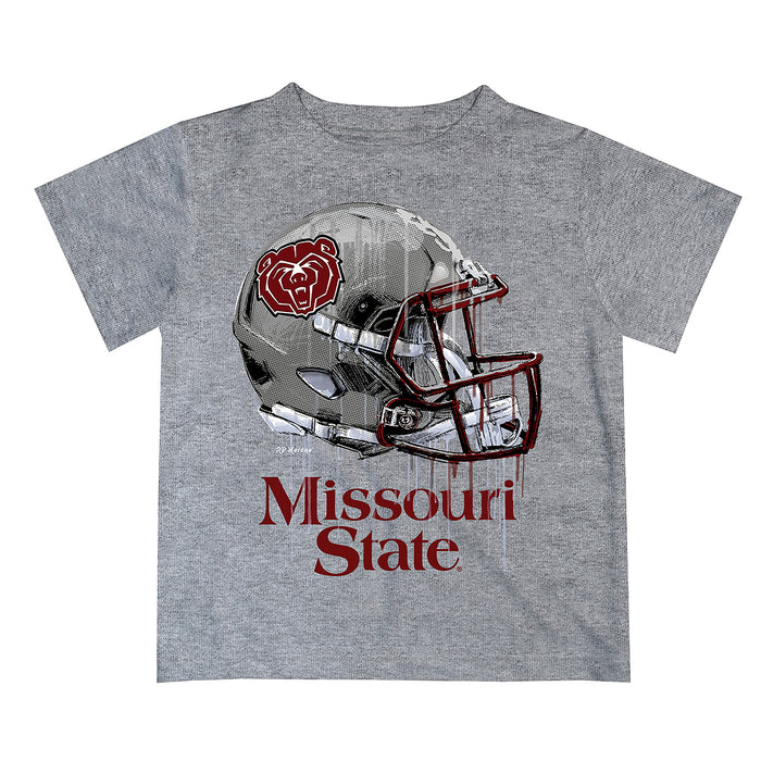 Missouri State Bears Original Dripping Football Helmet Heather Gray T-Shirt by Vive La Fete
