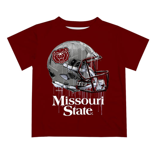 Missouri State Bears Original Dripping Football Helmet Maroon T-Shirt by Vive La Fete