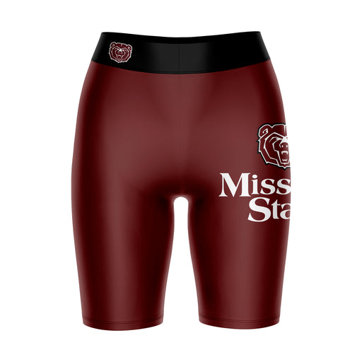 Missouri State Bears Vive La Fete Game Day Logo on Thigh and Waistband Maroon and Black Women Bike Short 9 Inseam