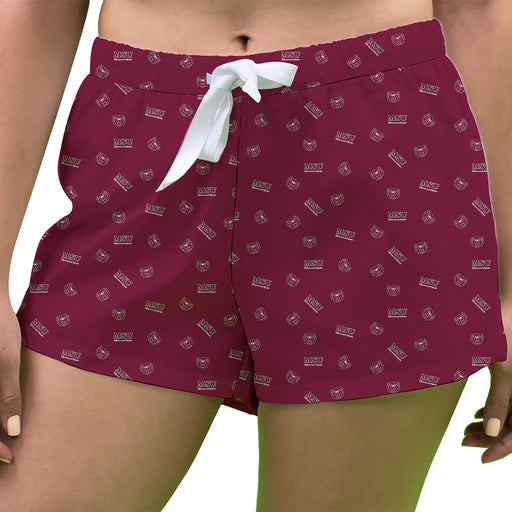 Missouri State Bears Vive La Fete Game Day All Over Logo Women Maroon Lounge Shorts