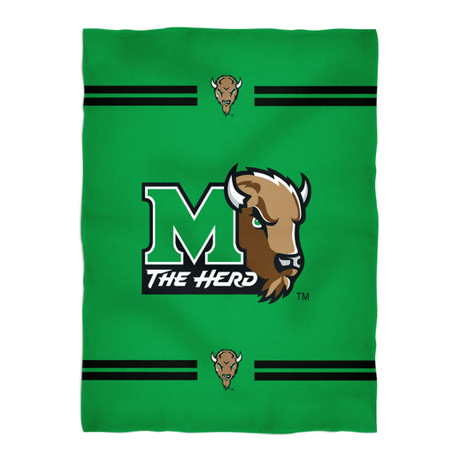 Marshall Thundering Herd MU Vive La Fete Game Day Soft Premium Fleece Green Throw Blanket 40" x 58” Logo and Stripes - Vive La Fête - Online Apparel Store