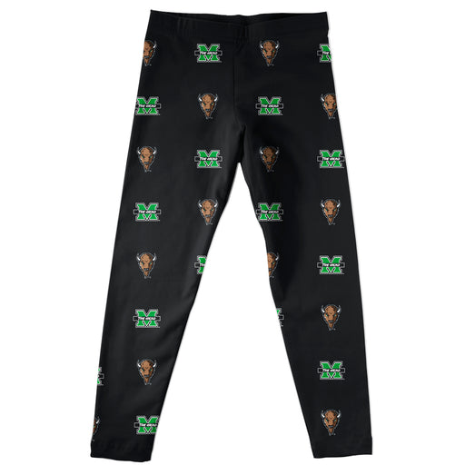 Marshall Thundering Herd MU Vive La Fete Girls Game Day All Over Logo Elastic Waist Classic Play Black Leggings Tights - Vive La Fête - Online Apparel Store