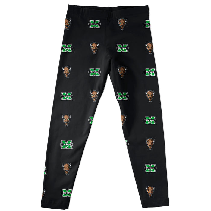 Marshall Thundering Herd MU Vive La Fete Girls Game Day All Over Logo Elastic Waist Classic Play Black Leggings Tights - Vive La Fête - Online Apparel Store