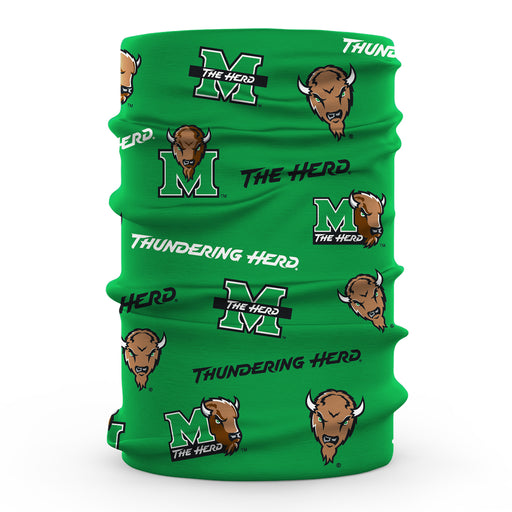 Marshall Thundering Herd MU Vive La Fete All Over Logo Game Day  Collegiate Face Cover Soft 4-Way Stretch Neck Gaiter - Vive La Fête - Online Apparel Store