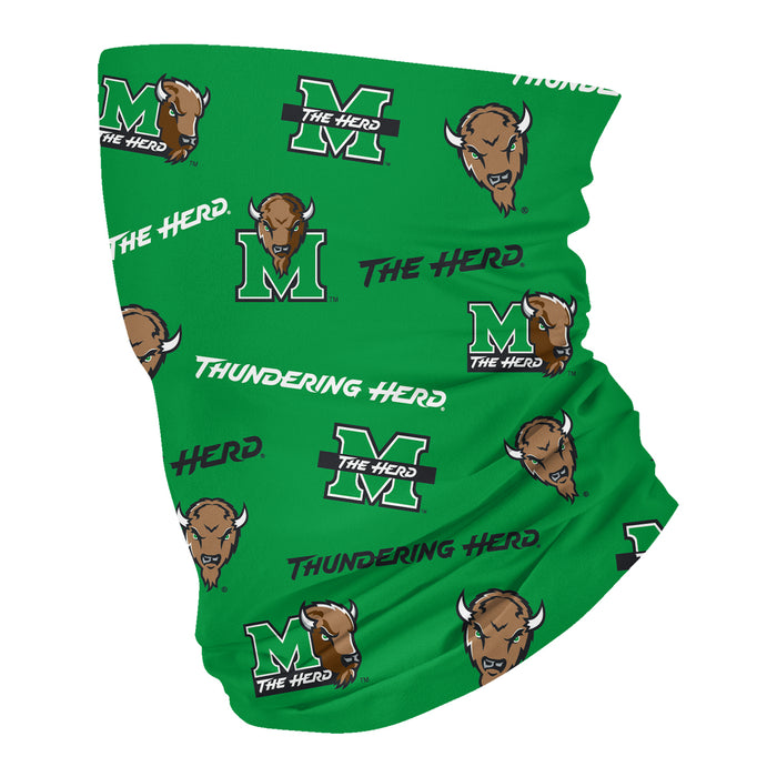 Marshall Thundering Herd MU Vive La Fete All Over Logo Game Day  Collegiate Face Cover Soft 4-Way Stretch Neck Gaiter - Vive La Fête - Online Apparel Store